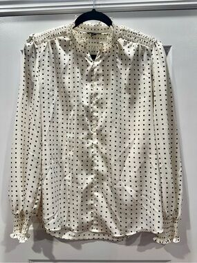 Tamara H. Cream Polka Dot Long-Sleeve Blouse